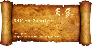 Róna Zebulon névjegykártya